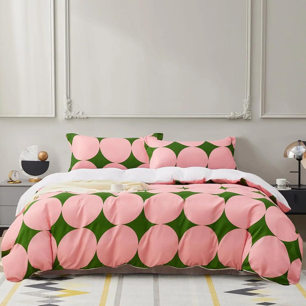 Geometric Circles Duvet Cover Red And Black Quilt Set Suitable For Children Kids Boys Girls Teenagers Abstract Art Bedding Set