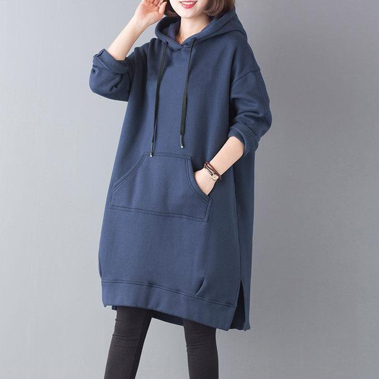 

Женское худи большого размера, утолщенное, длиной до колена, плюшевое, свободного кроя, с капюшоном на шнурке и большим карманом, теплая зимняя толстовка для женщин XXXL синий