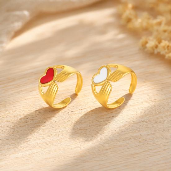 Holding Heat Hands Open Women Adjustable Ring for Enamel