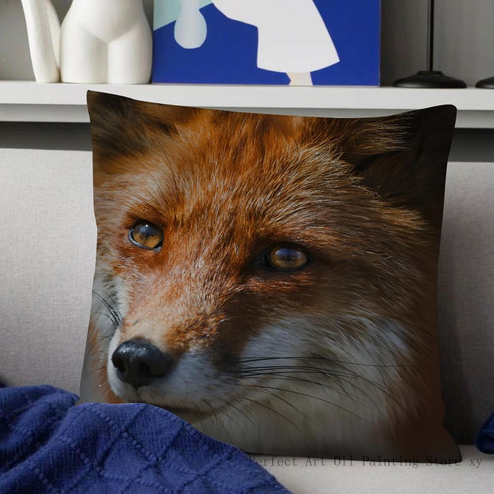 Cute Wild Fox Pillow Case Fashion Square Pillowcase Bedroom Sofa Room Ins Decoration Leisure Cushion Cover 40x40