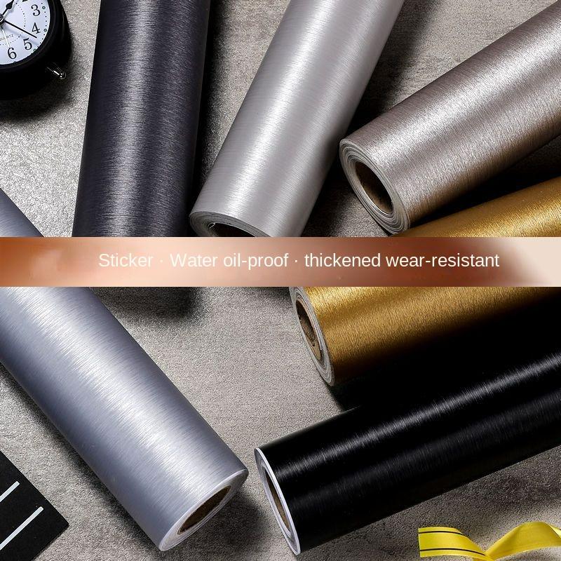 Thickened Brushed Metal Sticker Stainless Steel Kitchen Cabinet Refrigerator Self-adhesive Wallpaper Waterproof Home Decoration