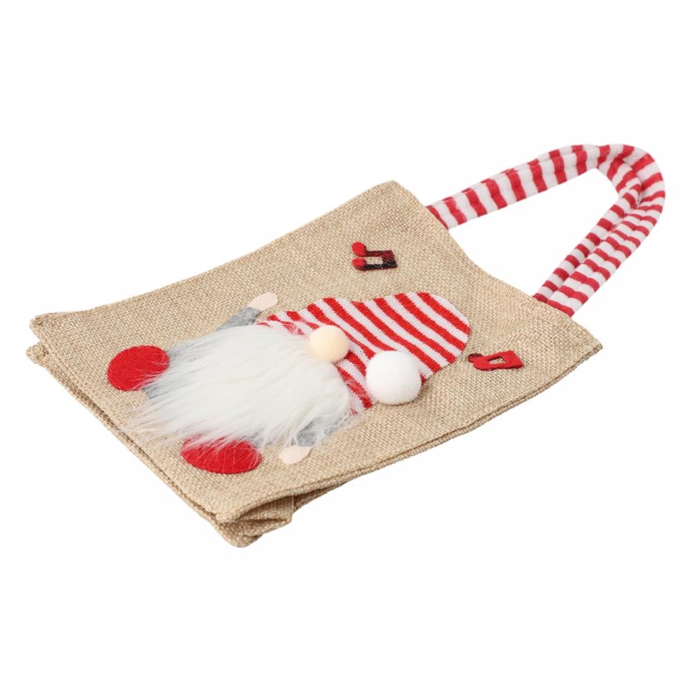 1x 18*16cm Christmas Burlap Tote Bag For Carrying Childrens Gifts Decoration