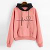 Women Fashion Long Sleeve Electrocardiogram Print Hoodie Pullover Top Sweatshirt