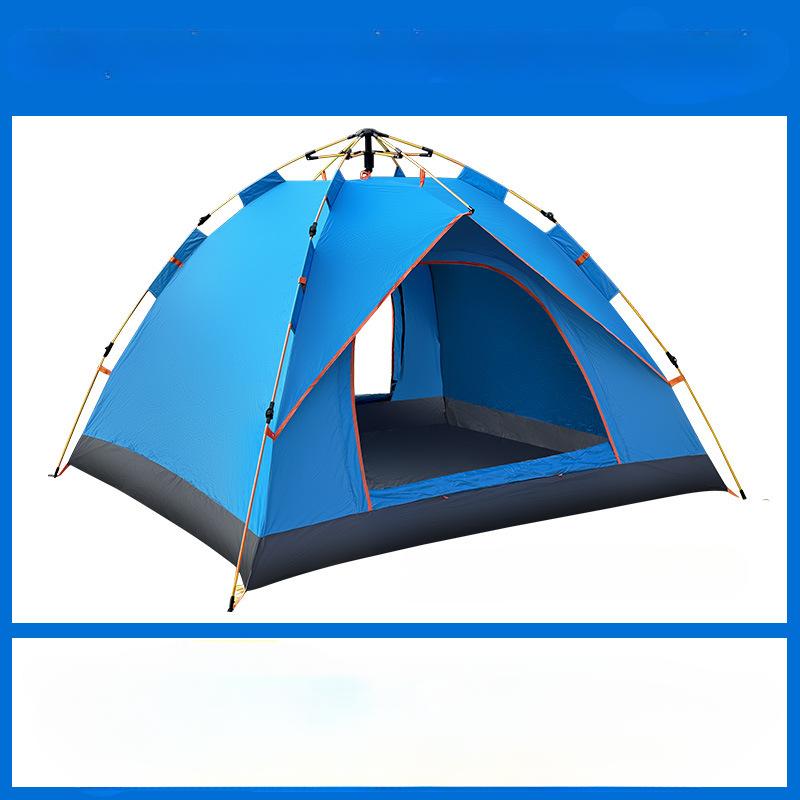 

Полностью автоматическая уличная палатка на 3-4 человека, солнцезащитное и непромокаемое туристическое снаряжение, портативное и не требующее конструкции double door double небесно-голубой