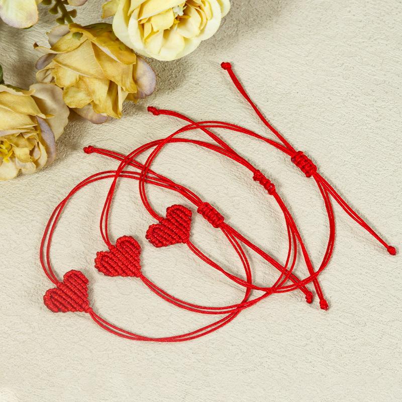 2Pcs Valentine'S Day Heart Shaped Bracelet For Women Men Handwoven Couple Best Friend Red Rope Romantic Love Bracelet Gifts