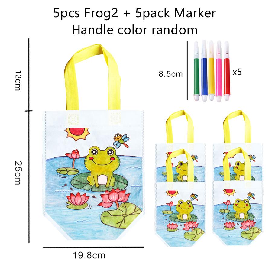 5pcs Graffiti Bag with Marker Children Drawing Toys Puzzle Parent-child Interaction Color Cognition Preschool Activity Props TMZ