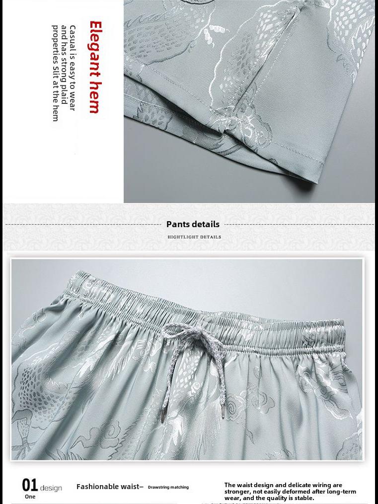 Men's Ice Silk Long-Sleeve Tang Suit: Chinese-Style Spring Hanfu for Older Adults, Loose Fit