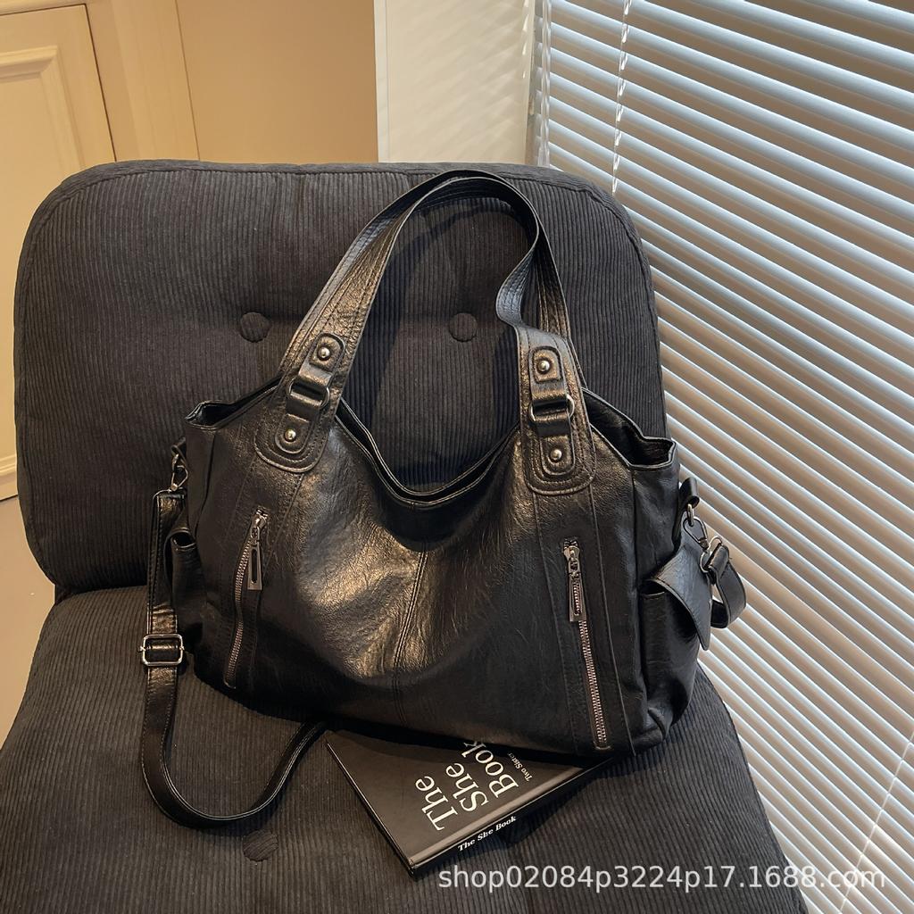 2025 neue Retro-Umhängetasche aus weichem Leder, lässige Textur, große Kapazität, vielseitige Tasche für Pendler, Outdoor-Reisen