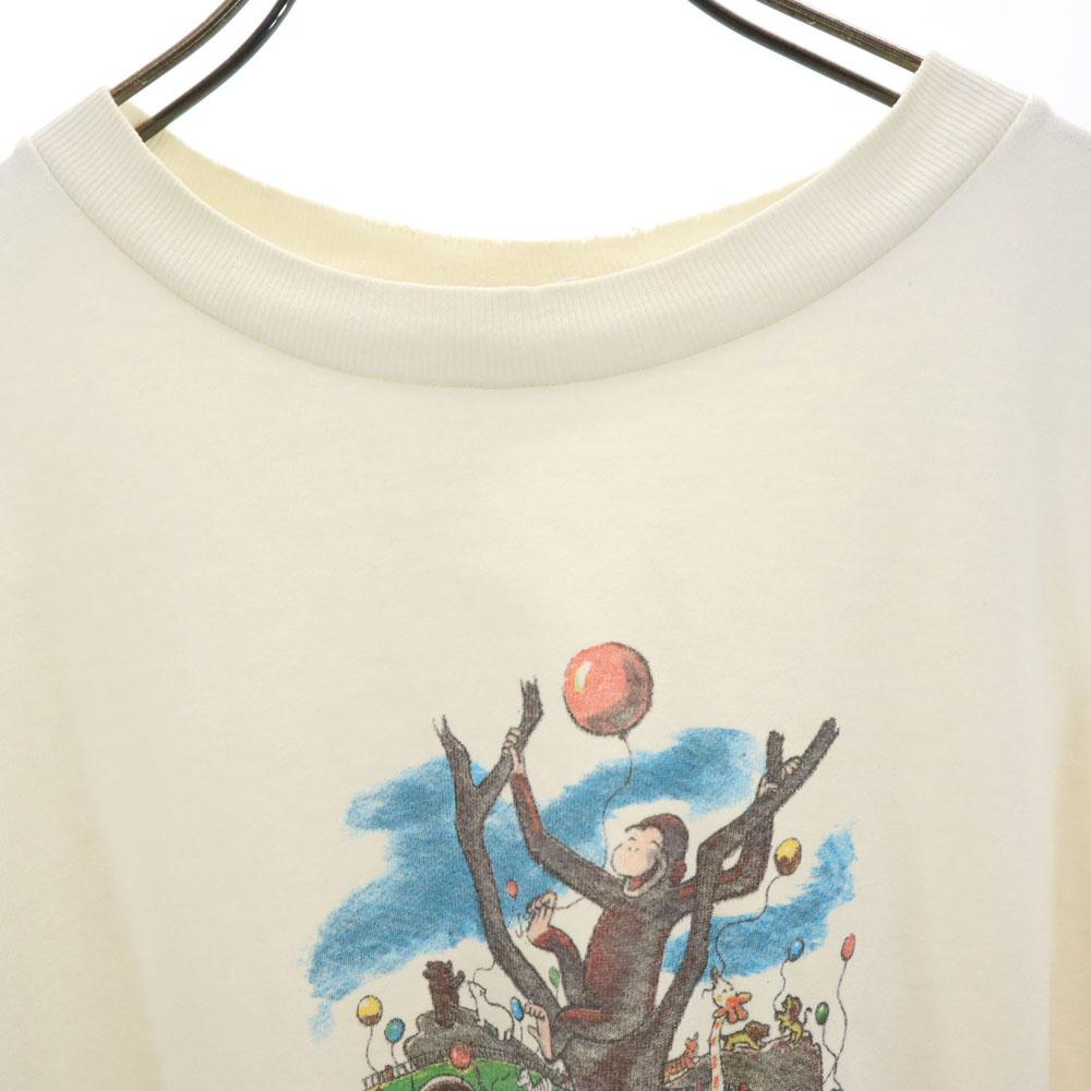GILDAN 90s Curious George Short sleeve T-shirt L Ivory system Old Men's Used