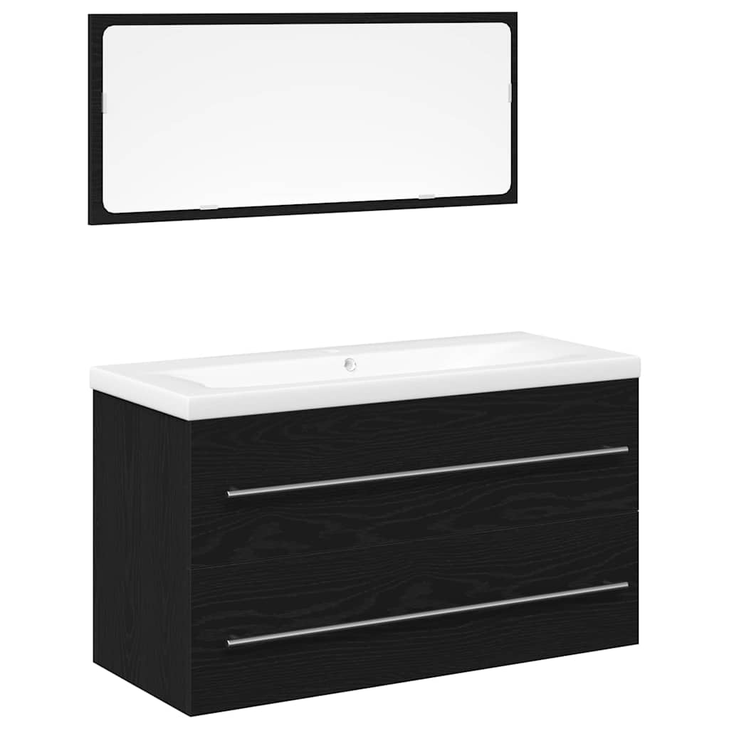 Washbasin Cabinet with Drawers 3 pcs Black Oak Effect