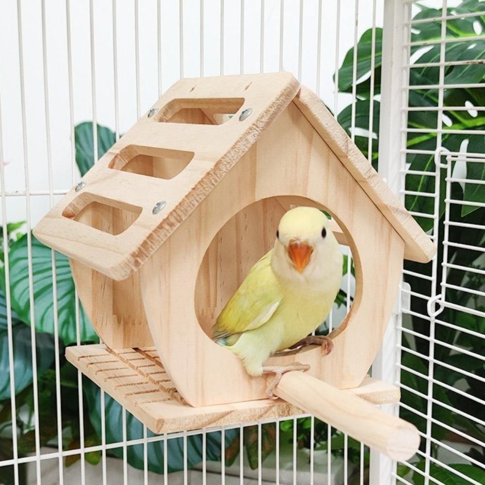 Dual Use Design Bird Hangs Houses Wood Breeding Box Birdhouse Bird Nest Garden