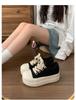 Queen Fan Black Retro Platform Low Top Canvas Shoes Women's 2025 New Autumn Casual Breadboard Shoes