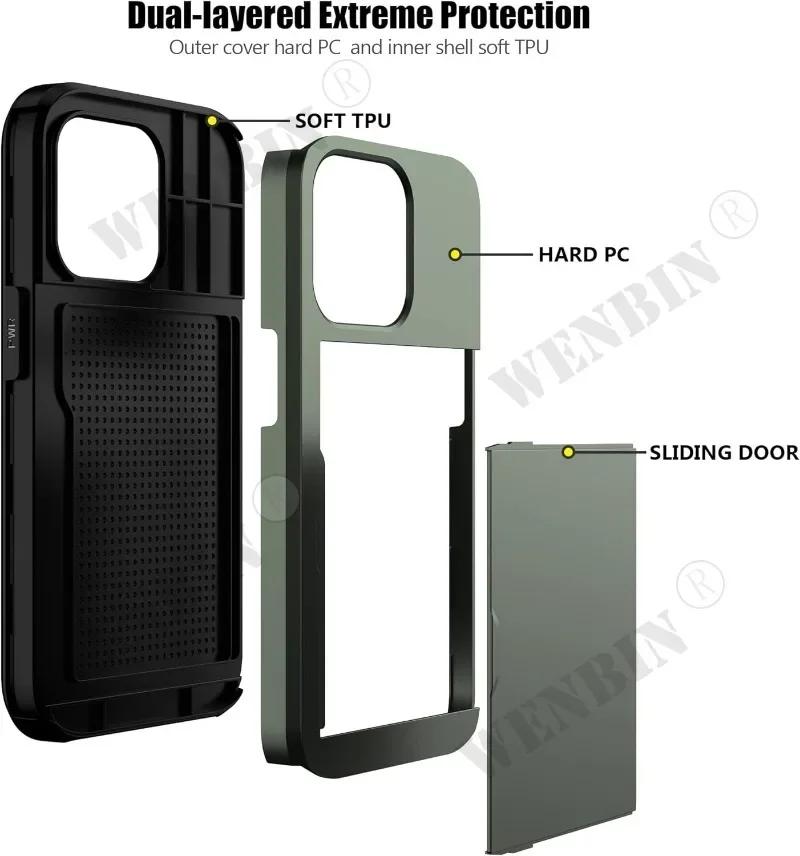 Etui Na iPhone 16 15 14 13 Pro Max Plus Uchwyt Wytrzymałe Ochronne Dwukolorowe Odporne na Wstrząsy Ukryta Slot na Karty Cienkie Pokrowiec Portfel