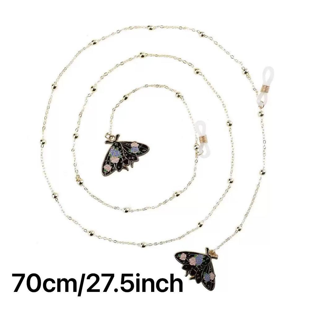 1 Piece of High-End Eyeglass Chain with Fashionable Round Bead Chain, Anti-Loss Neck Strap with Insect Pendant, Sunglasses Chain Glasses Holder Strap