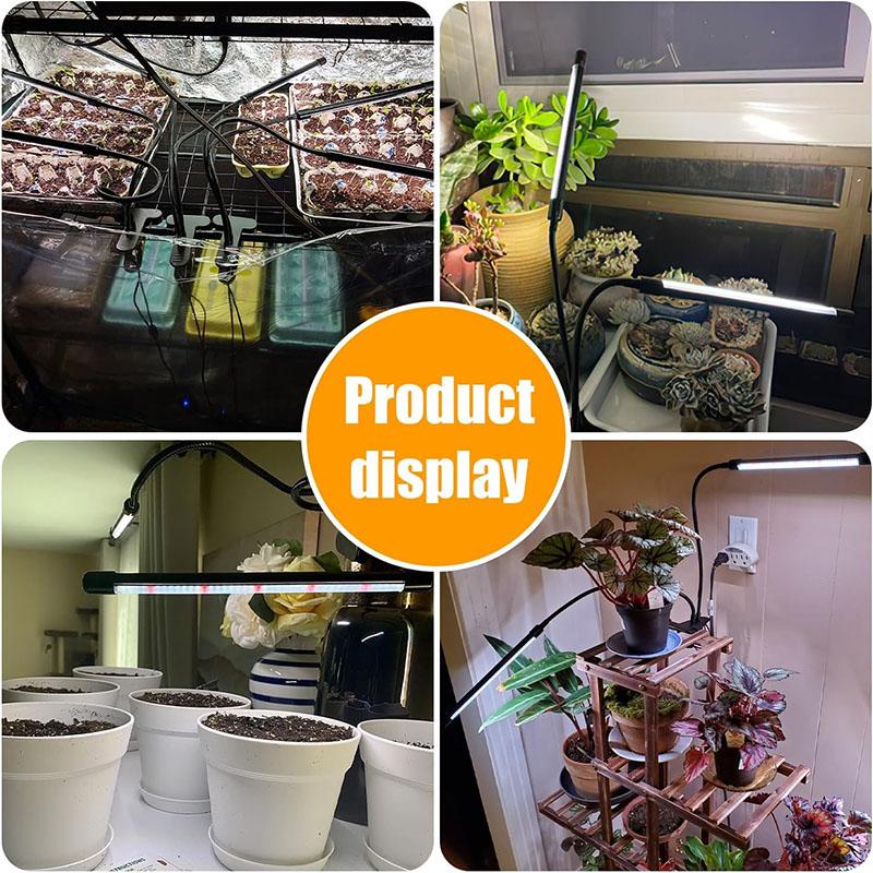 1/2pack Two-Head Clip Plant Grow Lights with Flexible Gooseneck 4/8/12H Timer 3 Spectral Modes and 5 Dimmable Levels
