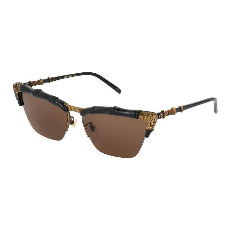 

GUCCI Square Frame Plastic Sunglasses Black Brown 58mm Unisex черный коричневый