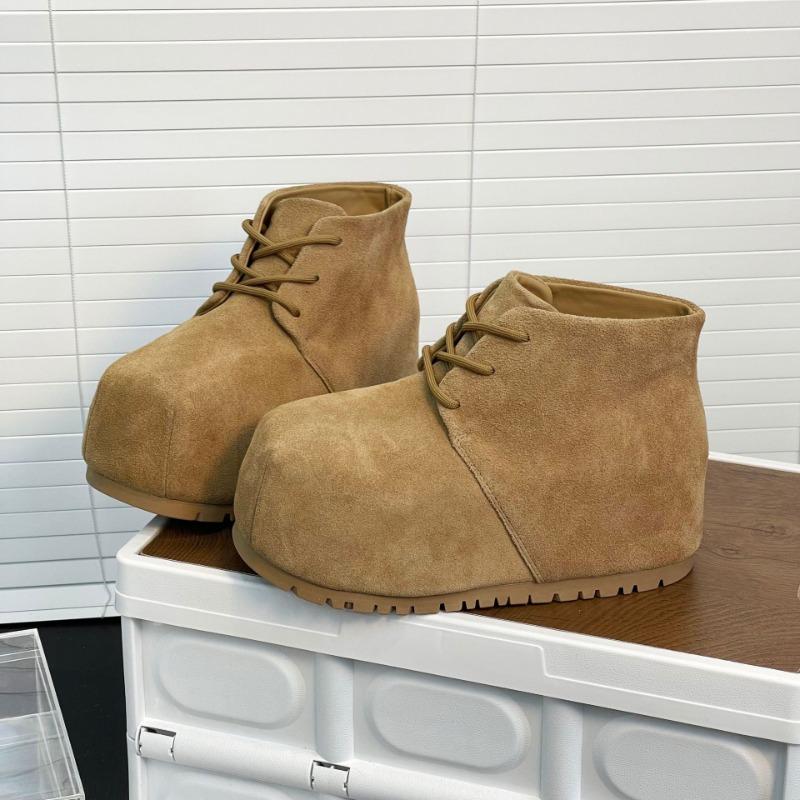 Thick-soled heightening short boots women's new leather Martin boots versatile casual bread shoes