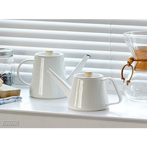 Form Lady Kaico Japanese-made Enamel Drip Kettle, White, Approx. Width 23.5 X Depth 13 X Height 15.9 Cm (K-017)