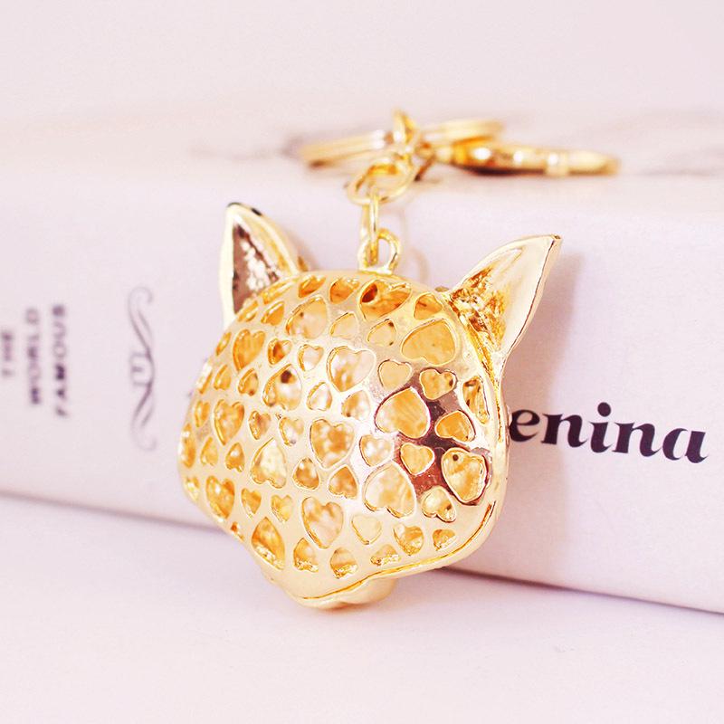 Men's Rhinestone Tiger & Leopard Head Keychain Animal Pendant Bag Charm 1359