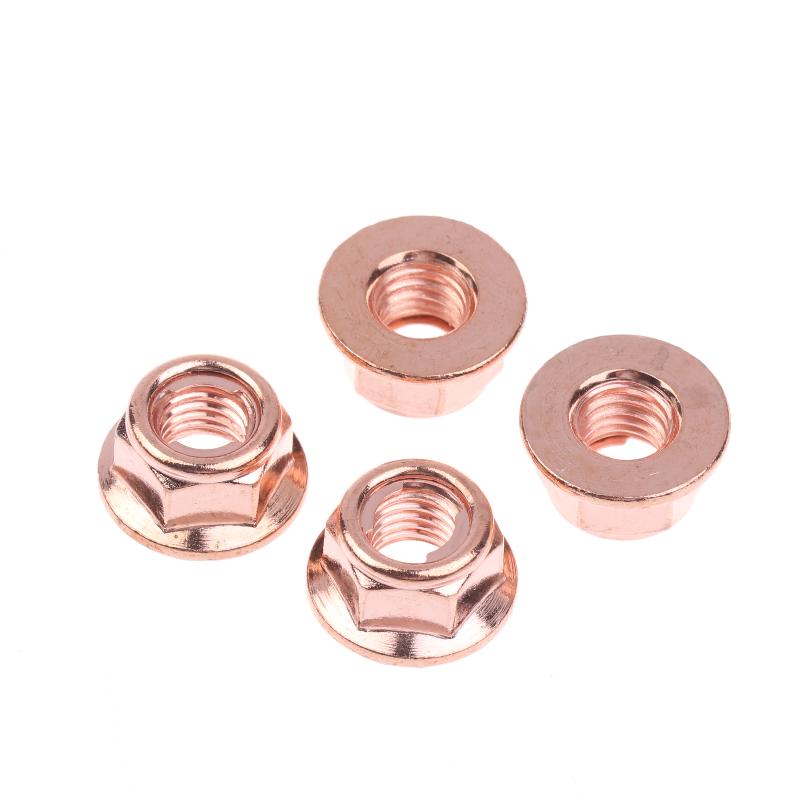 NEW 12/50Pcs M8 Copper-plated Head Stud Lock Nuts Copper Bolt Screw Bolt Screw Turbo Exhaust Stud Hex Copper Exhaust Nuts
