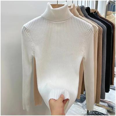 Grundlegender Rollkragenpullover für Damen, Herbst-Winter-Pullover, weich, warm, Pull-Pullover, Tops, Stretch, schlanker Damen-Pullover, Rippenstrick-Pullover