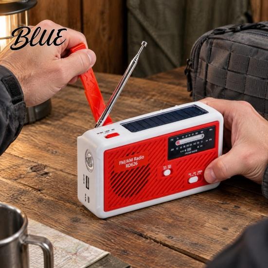 Radio with SOS Alarm Hand Crank Solar Emergency Radio, LED Flashlight, Alarm, Cell Phone Charger, Portable AM FM for Outdoor Survival Camping