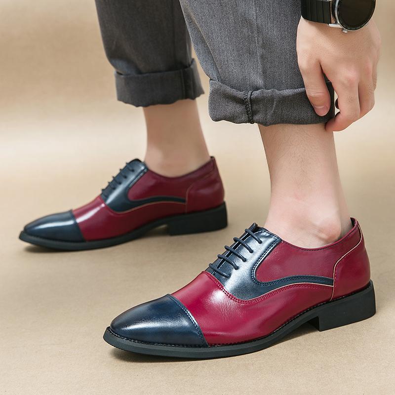 Fashion Fashionable Color Blocking Style Men's Leather Shoes Trendy and Versatile Style Walking Leather Shoes for Business Event Parties