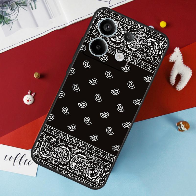 Black Bandana Paisley Case For Xiaomi Redmi 13C 12C 10C 9C 10A Redmi Note 11 9 10 12 13 Pro 9S 10S 11S 12S Cover