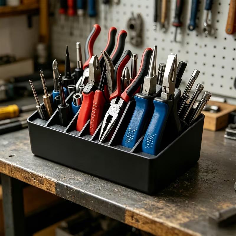 Multi Slot Pliers Storage Rack, Desktop Handmade Tool Storage Tray, Garage Drawer Electrician Hardware Sorting Stand