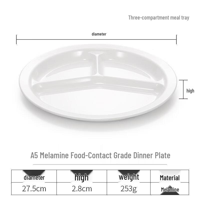 Chuzhou A5 Melamine 3-Compartment Divided Plate