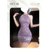 Domila Sexy New Chinese Buckle Lace Stand-up Collar Cheongsam Pure Desire Hot Girl Purple Neck Sex Underwear Women