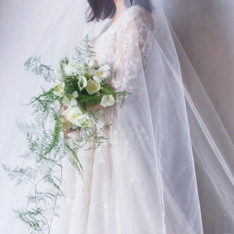 Mori-Style Garden Wedding Photography with French, Korean, and Waterfall Elements