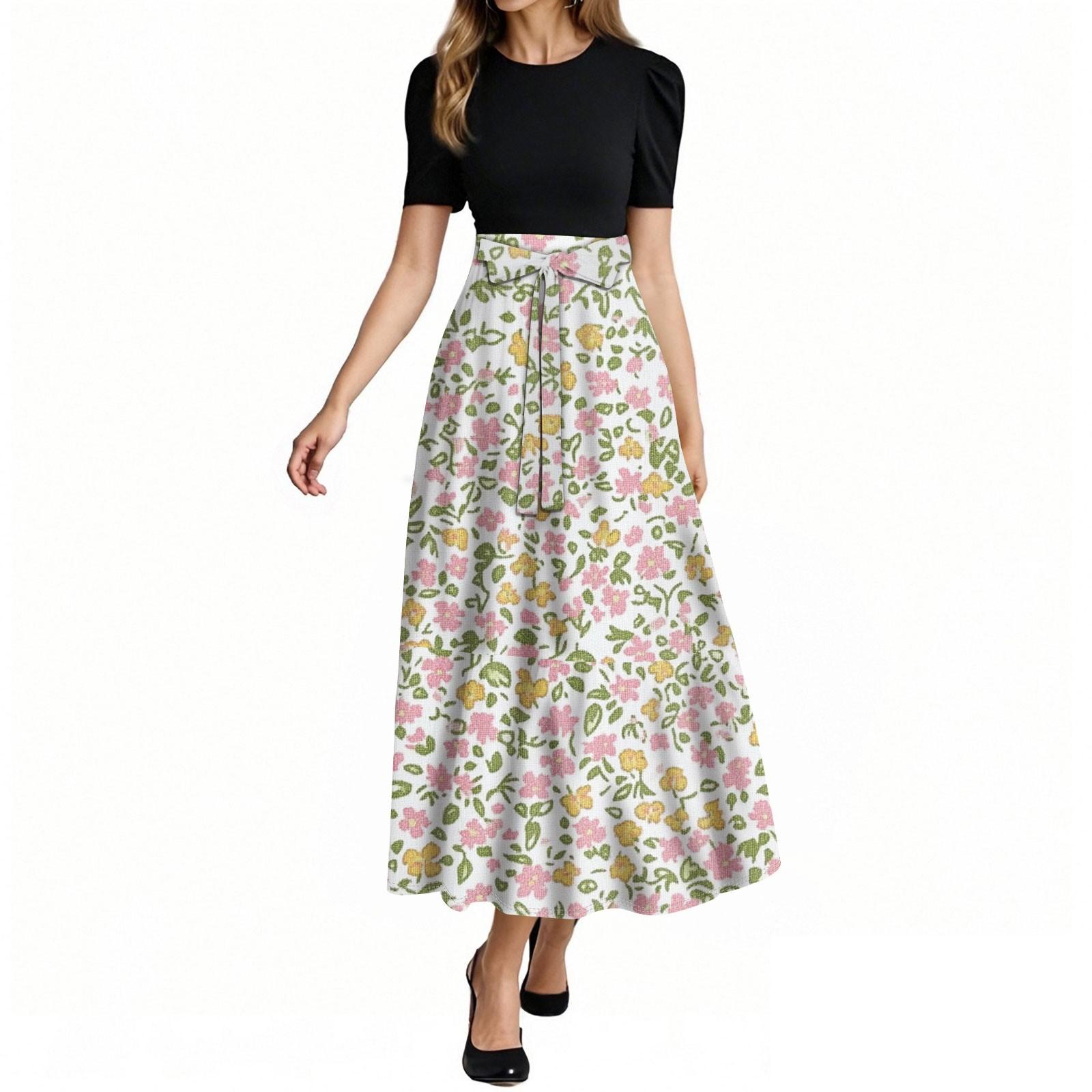 

Женское модное повседневное платье с коротким рукавом и круглым вырезом с цветочной вышивкой, элегантное, темпераментное L белый