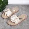 Fashion Summer Floral Braided Flat Slippers Classics Solid PU Leather Women Non Slip Flip Flops Soft Comfortable Beach Sandals Femme