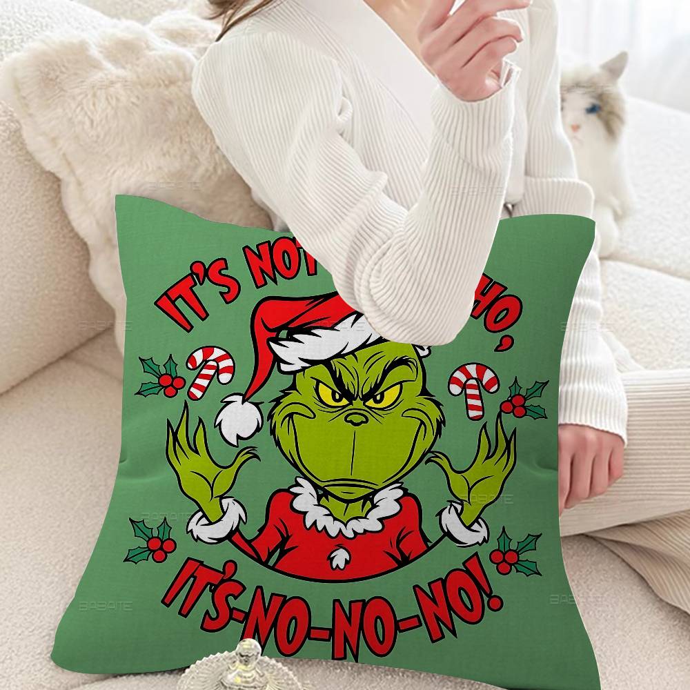 Movie The classic G-Grinches Pillow Covers Cartoon Sofa Decorative Home Double-sided Printing Short Plush Cute Cushion Cover