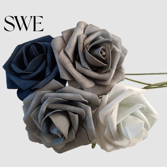 Home Decoration Artificial Roses 1 Box Flowers PE Foam Realistic Dahlia Rose Valentines Day Gift DIY Bridal Bouquets Fake Flower with Flexible