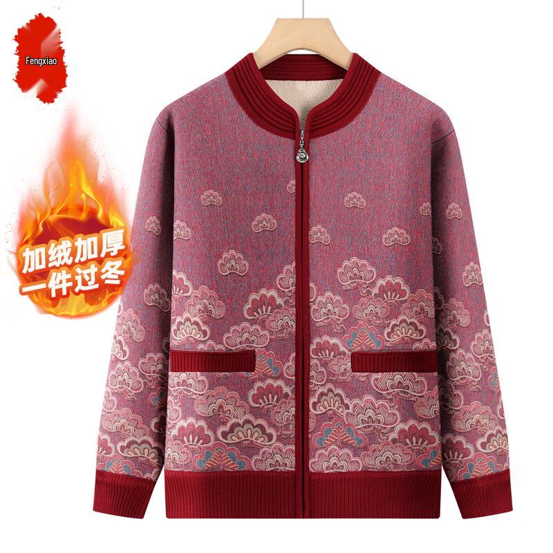 

Middle-aged & Elderly Women s Autumn/Winter Warm Knitted Cardigan 2XL