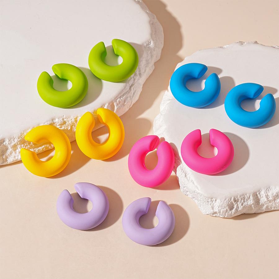 1Pair Sweet Cool Candy Ear Clip For Women Texture Colorful No Pierced Ear Cuff Female Party Daily Jewelry