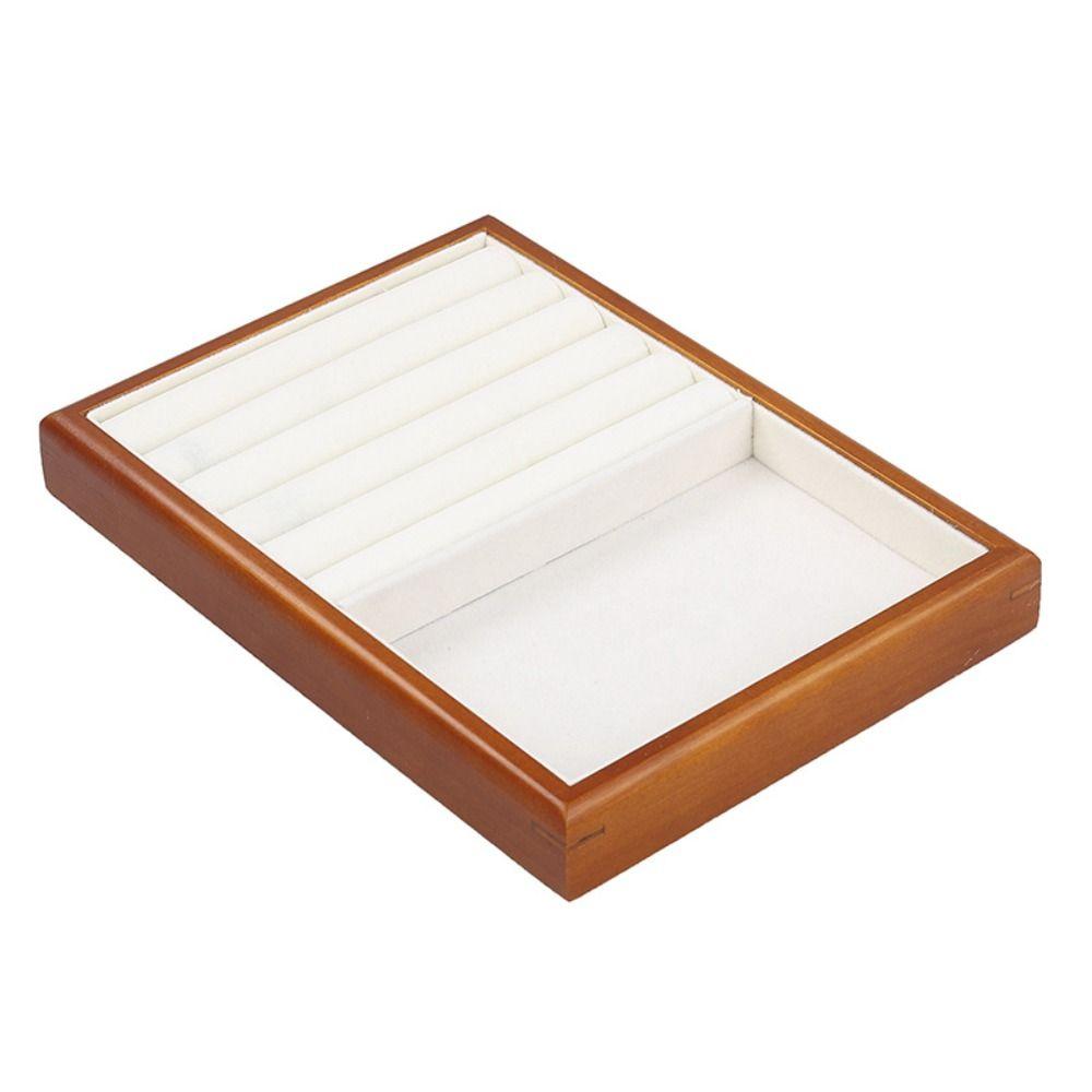 Exquisite Earrings Display Tray Multi-Grids Ring Earring Holder Wood Rings Tray Counter Shop
