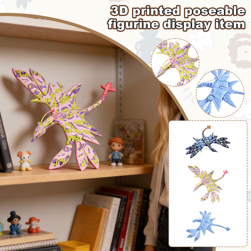 Banshee 3D Printed Toy, Articulated Joint Figure, Flying Dragon Ornament