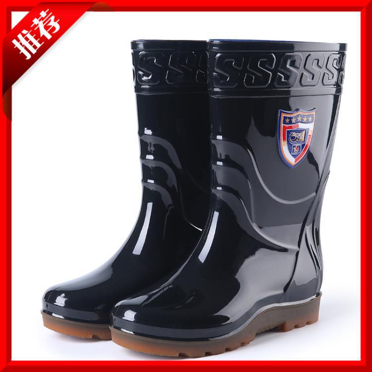 Men's medium tube rain boots, mining anti-skid medium top rain shoes, three-proof rubber shoes, new factory direct sales