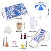 Miniature Seaside Set Doll House Scene Accessory With Wooden Lounge Chair And Sunshade For Kids Imaginative Activity