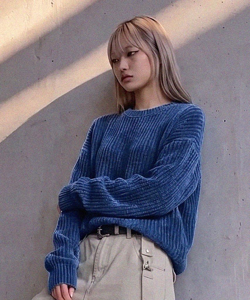 LXT Soft Velour Corduroy Sweatshirt [Deep Blue]