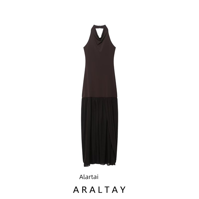 Araltay New Arrival Fashion Style Women's Clothing Fashion All-Match Simple Stitching Hanging Collar Dress 1198453