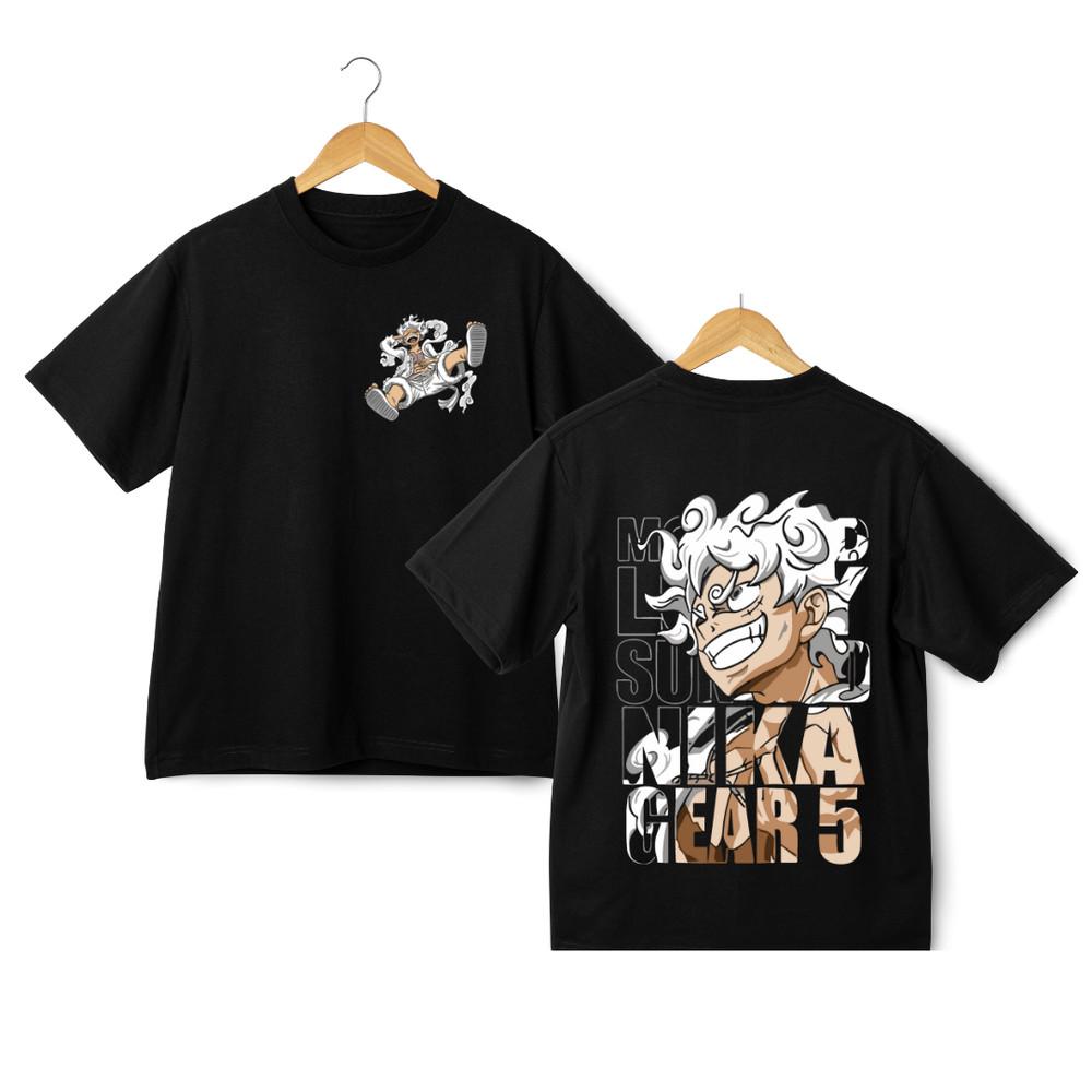 

One Piece Gear 5 Luffy Nika Streetwear T-shirt - Double Design Anime Graphic Tee 3XL
