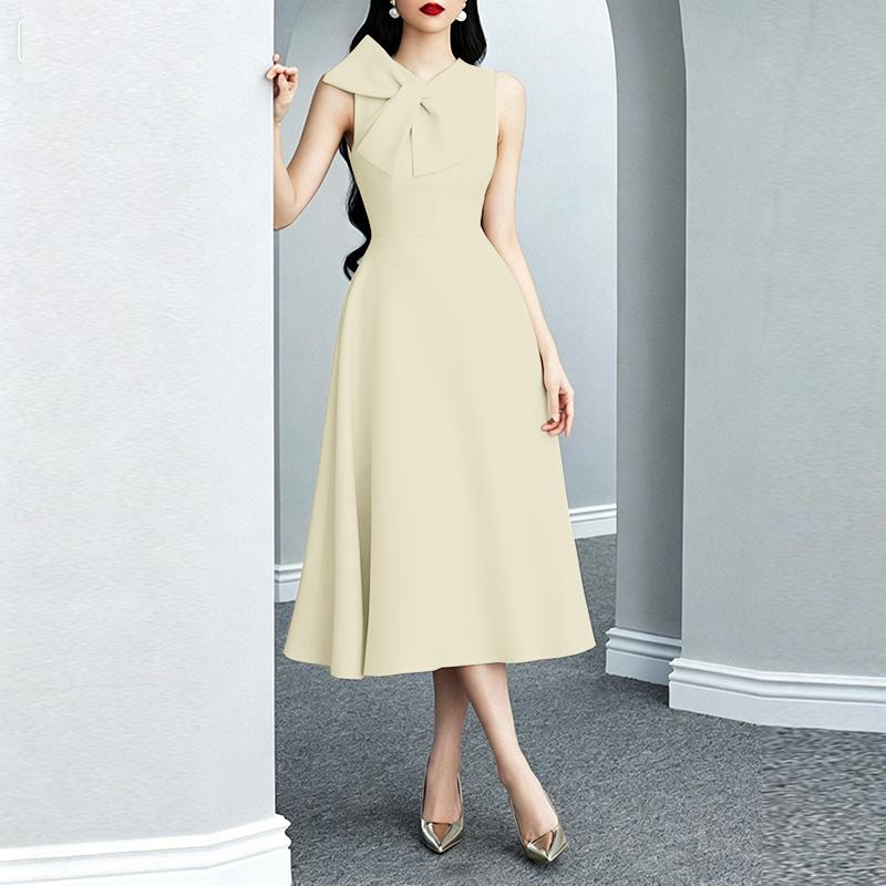 

ZANZEA Women Casual Round Neck Sleeveless Elegant A-Line Dress M абрикосовый