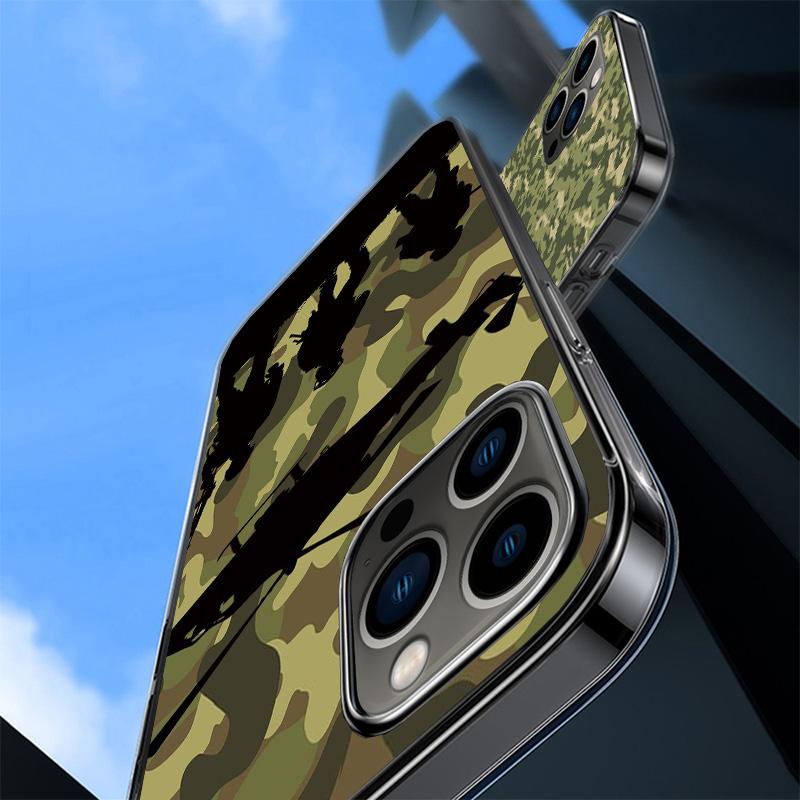 Camouflage Military Phone Case For iPhone 17 Air 16 15 Pro Max 14 Plus 13 Mini 12 11 Cover 7 8 SE Silicone Shell Print Fundas 17