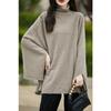 Spring Autumn Wool High Neck Shawl Women's Medium-Length Korean Version of Sleeveless Casual Pullover Wool Cape Jacket