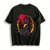 Fierce Fighting Style Rooster Print Trendy Casual Short Sleeve Top Pure Cotton T-shirt