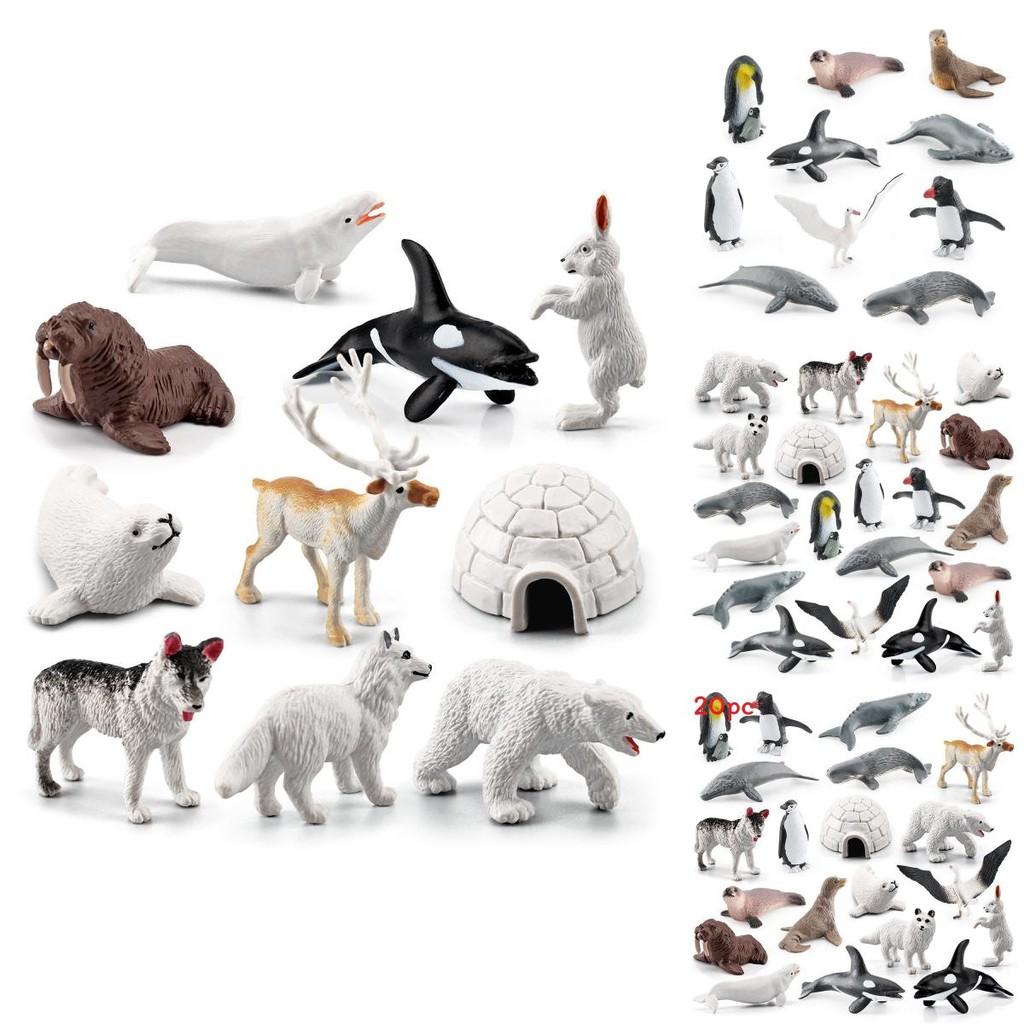 Set di Modelli di Animali Artici in PVC Orso Polare Pinguino con Figure Realistiche di Fauna Selvatica per Esposizione Educativa